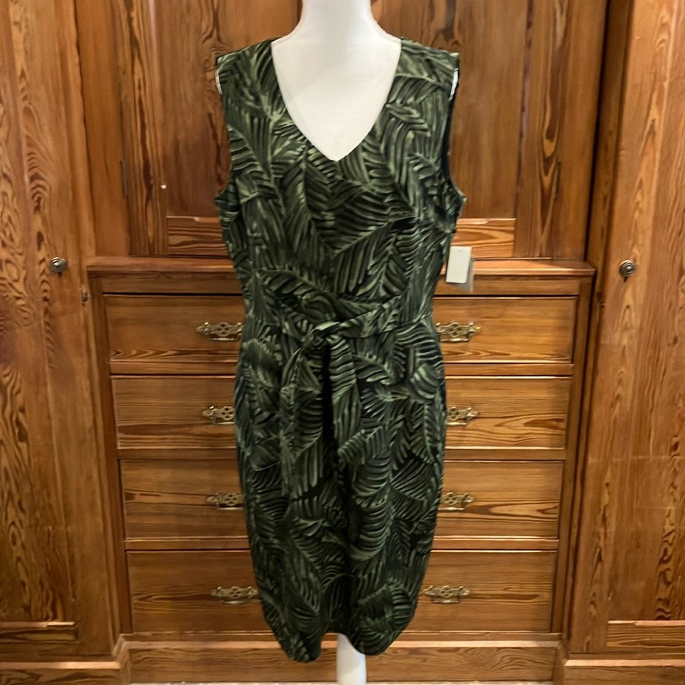 NWT Kasper dress green black print sz 14
